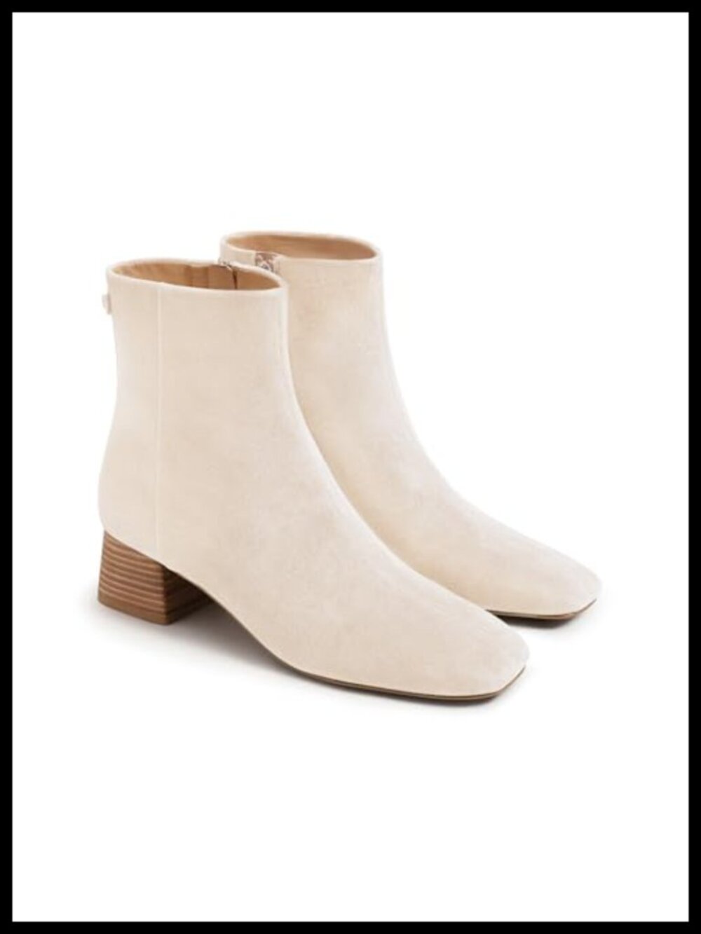 Faux Suede Square Toe Ankle Boots Chunky Low Heel Side Zip Dress Booties